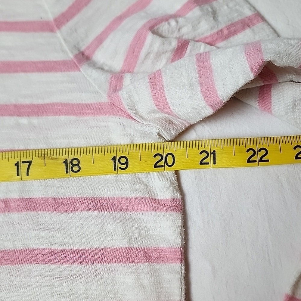Talbots Large Pink and White Striped 100% Cotton Top Square Neck 3/4 Sleeve - Picture 7 of 10